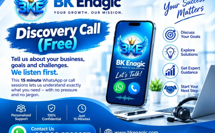 Free Discovery Call The First Step Toward Smarter Business Growth 1 BK Enagic Free Discovery Call – 15-minute WhatsApp or phone consultation for business growth and digital solutions.